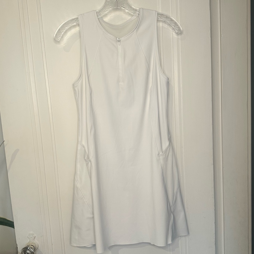 Athleta Ace White Tennis Sleeveless Zip-Front Mini Dress